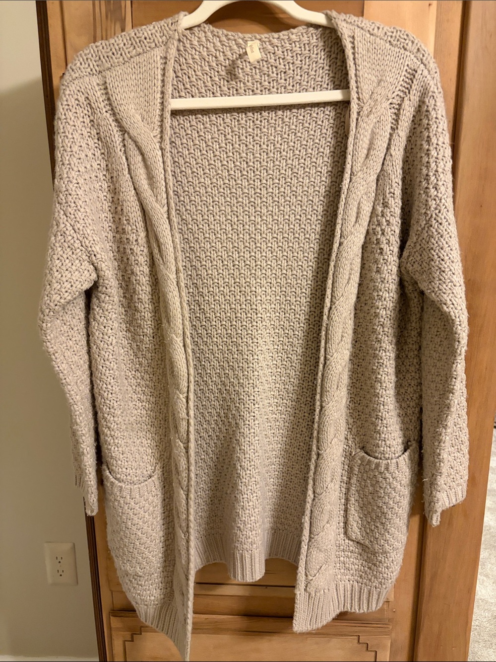 Wishlist Open-Front Cable Knit Cardigan - Cream